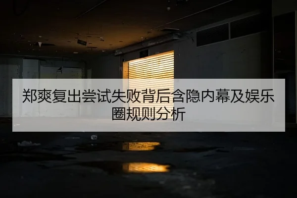 郑爽复出尝试失败背后含隐内幕及娱乐圈规则分析